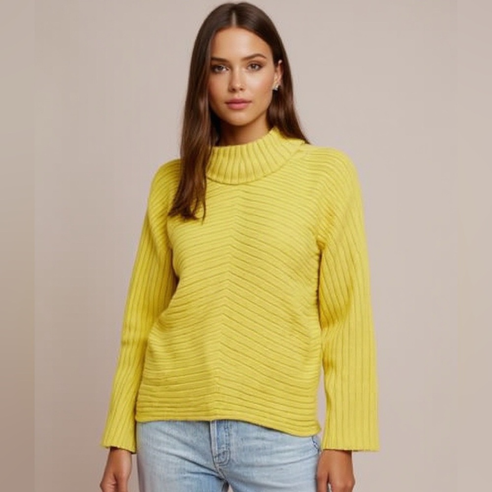 ANTHROPOLOGIE MOTH Tisbury Turtleneck Petite Sweater Yellow Size XSP